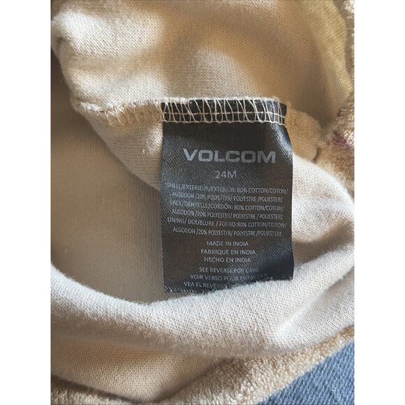 Volcom Beige Brown Tropical Palm Hawaiian Terry Cloth Button Up Shirt Boy 24M - Picture 12 of 12